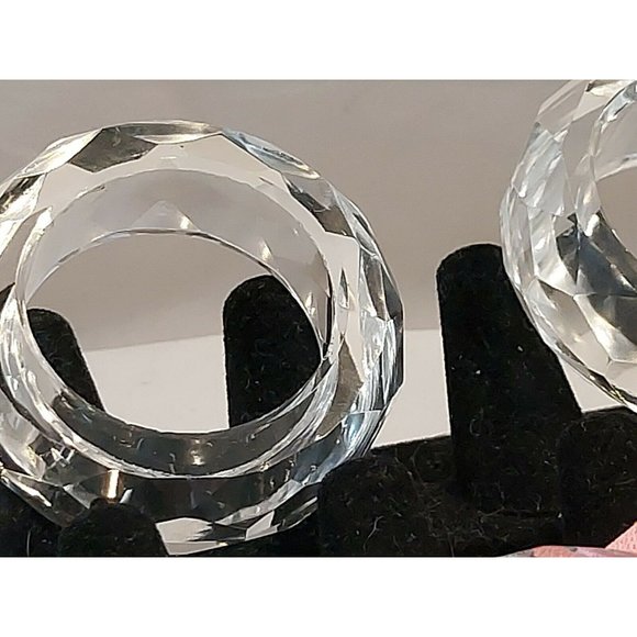 Crystal Napkin Rings Fascetted Spring Wedding Table Decor 2.5" Set of 4 Clear - Picture 8 of 8